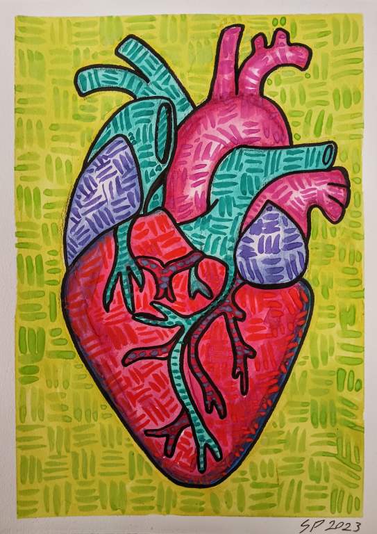 "Heart Illustration" 5"x7" watercolor on paper 2023