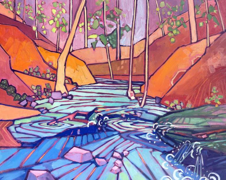 Stream in the woods in Blue and Orangesm.jpg